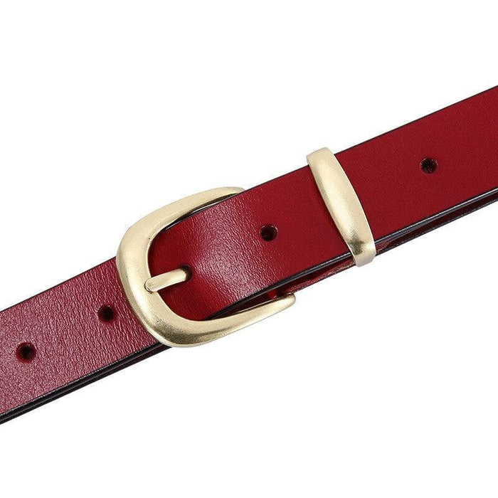 Smooth Leather Belt With Gold Buckle For Women, Agathe Model