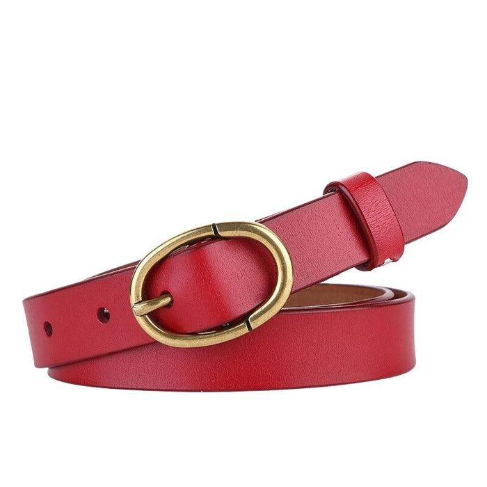 Retro Smooth Leather Belt For Women, Angela Model