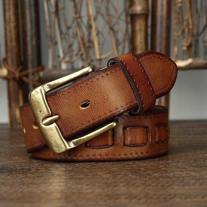 Leather belt with buckle for men or women