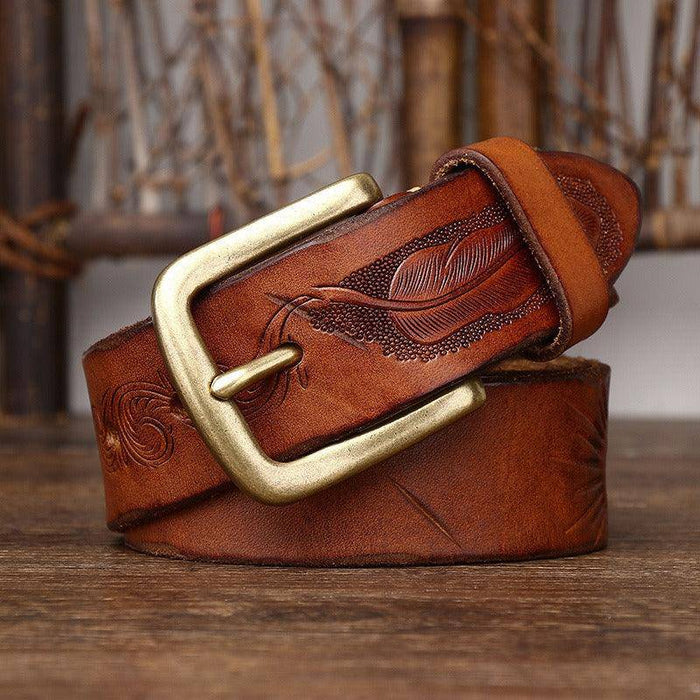Leather belt with buckle for men or women