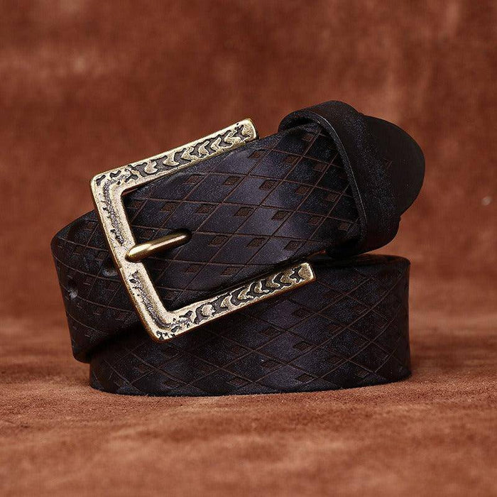 Leather belt with buckle for men or women