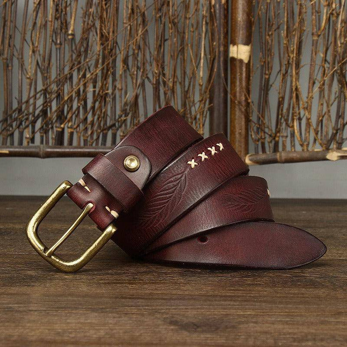 Leather belts for men with buckle