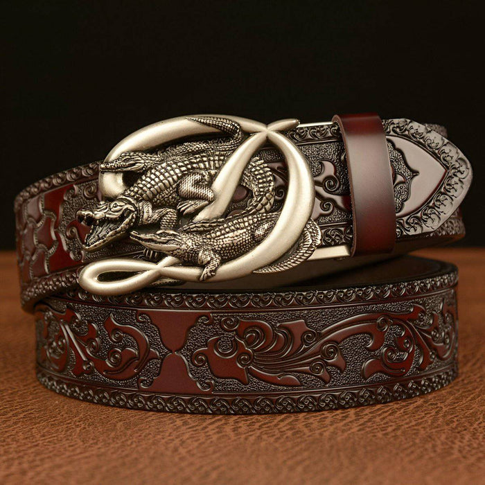 Men's leather belts with rivets