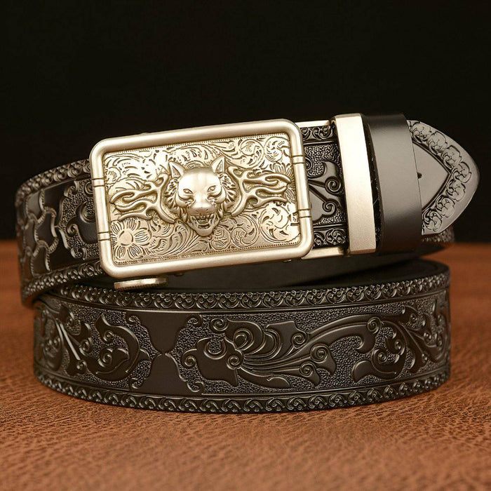 Black leather belts for men