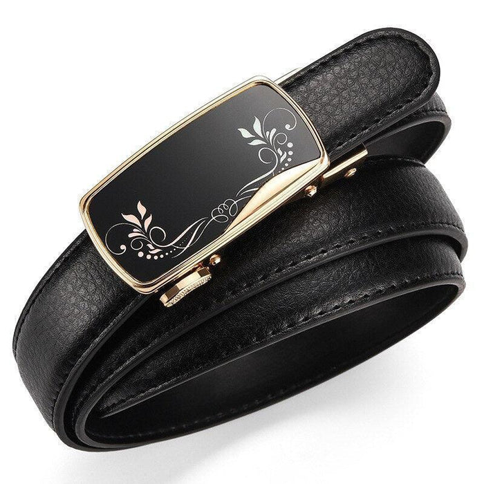 Women's Belt With Gold Automatic Buckle, Grigol Model