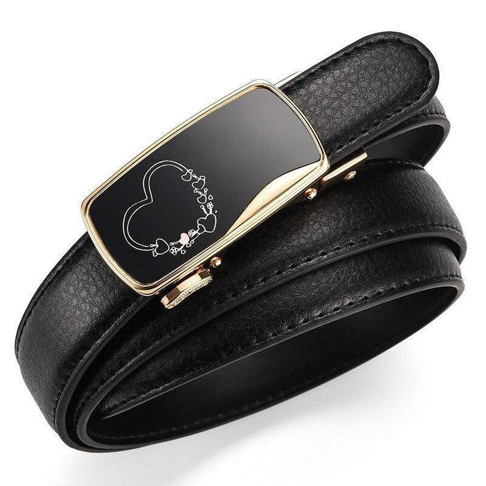 Women's Belt With Gold Automatic Buckle, Grigol Model