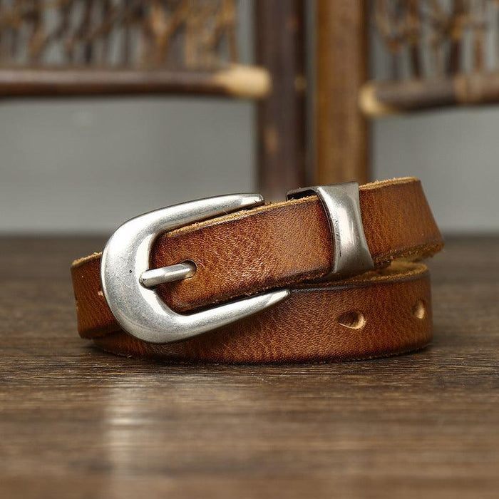 Vintage Thin Leather Belt For Women, Hisunia Model