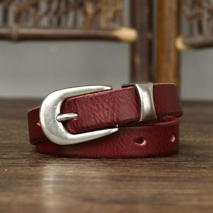 Vintage Thin Leather Belt For Women, Hisunia Model