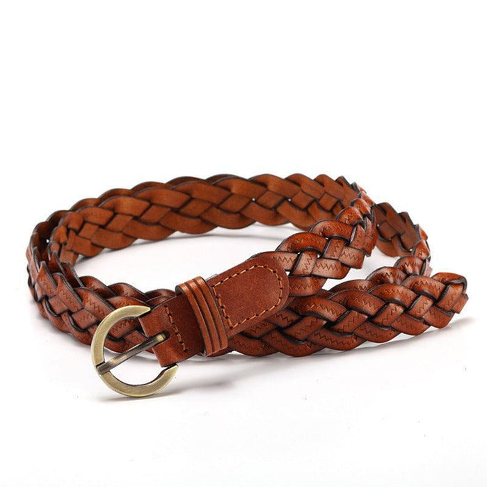 Thin Braided Leather Belt For Women, Jeanett Model