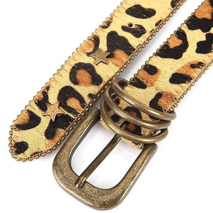 Leopard Print Belt and Star Rivets For Women, Nahuel Model