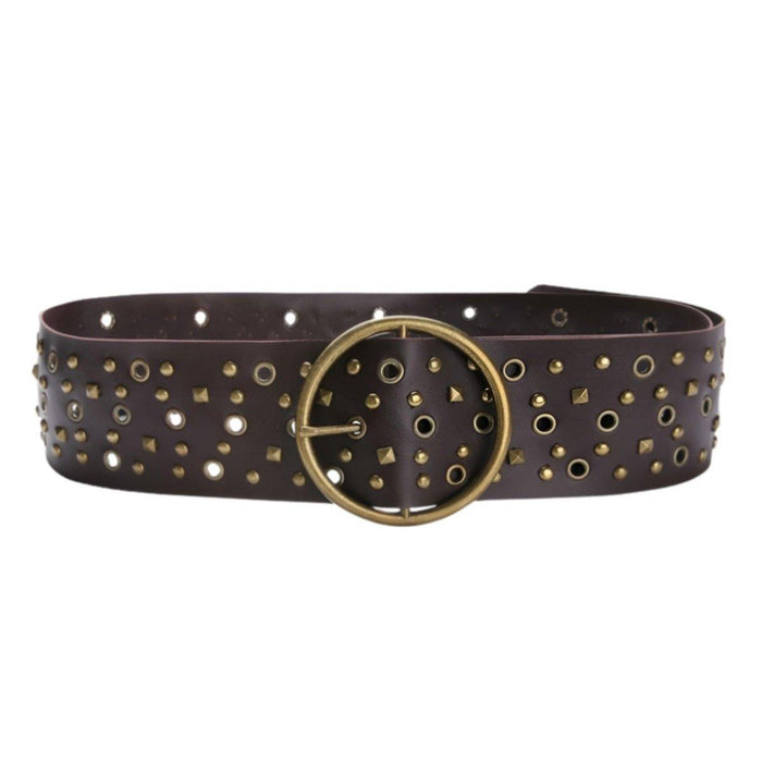 Ceinture large à œillets et rivets, pour femme, modèle Lou