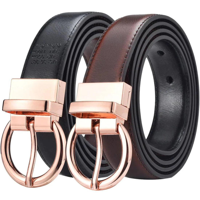 Reversible 2 in 1 Leather Belt, Rose Gold Buckle, Chloé Model