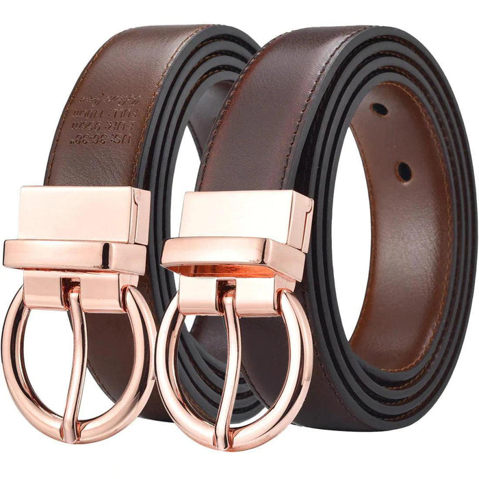 Reversible 2 in 1 Leather Belt, Rose Gold Buckle, Chloé Model