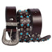 Unique Western Leather Belt With Rivets, Freda Model