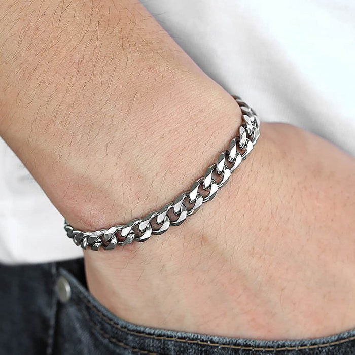 Cuban Bracelet – 5mm 925 Silver, Rhodium Coated