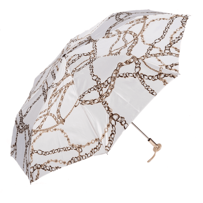 Chains Print White Golden Brass Exclusive Umbrella