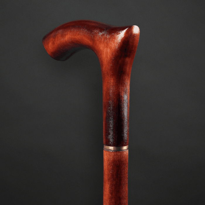 Cherry Derby Wood Walking Cane Hand Carved, Handmade