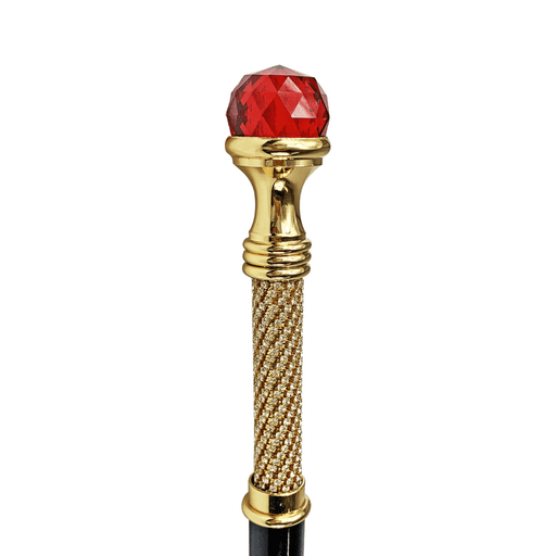 Chic and Stylish Walking Stick with Red Crystal Sphere