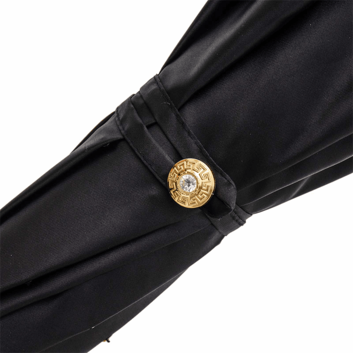 Chic Brass Crystal Black Umbrella for Women