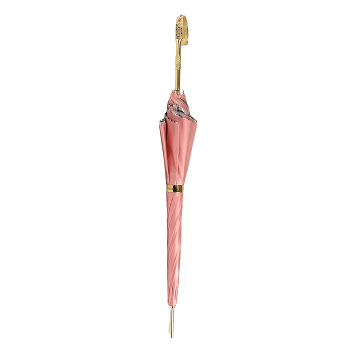 Chic Double Canopy Umbrella in a Luxurious Pink Satin