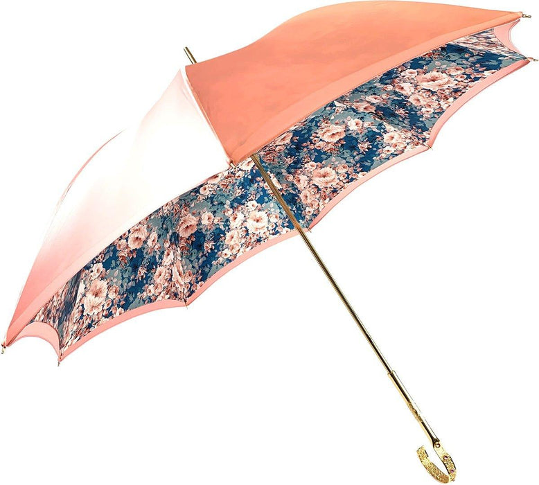 Chic Double Canopy Umbrella in a Luxurious Pink Satin