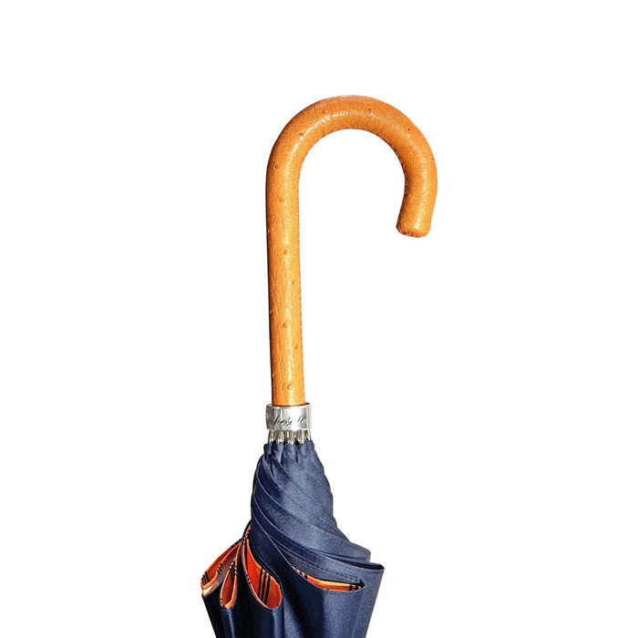 Chic Elegant Men's Umbrella with Orange Ostrich Leather Handle