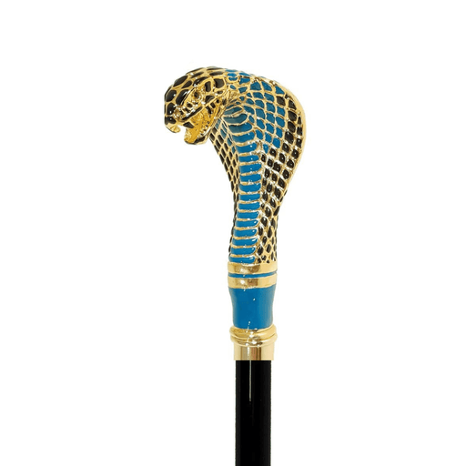 Chic Gold Plated Cobra - Hand Enamelled Walking Cane