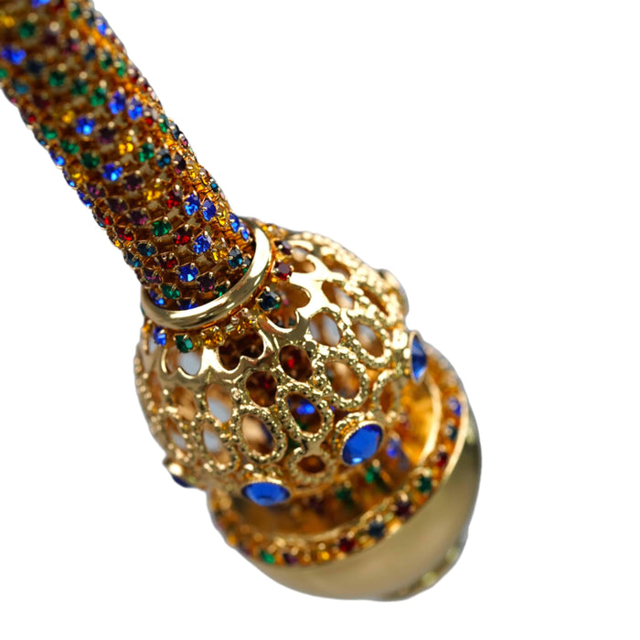 Chic Golden 24K Gold-Plated Walking Cane with Crystals