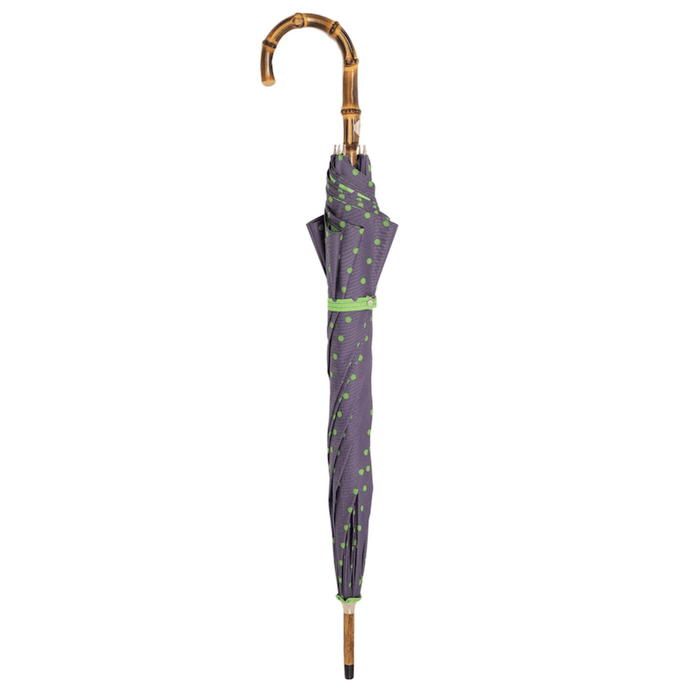 Chic Grey and Green Canopy Umbrella with Bamboo Handle