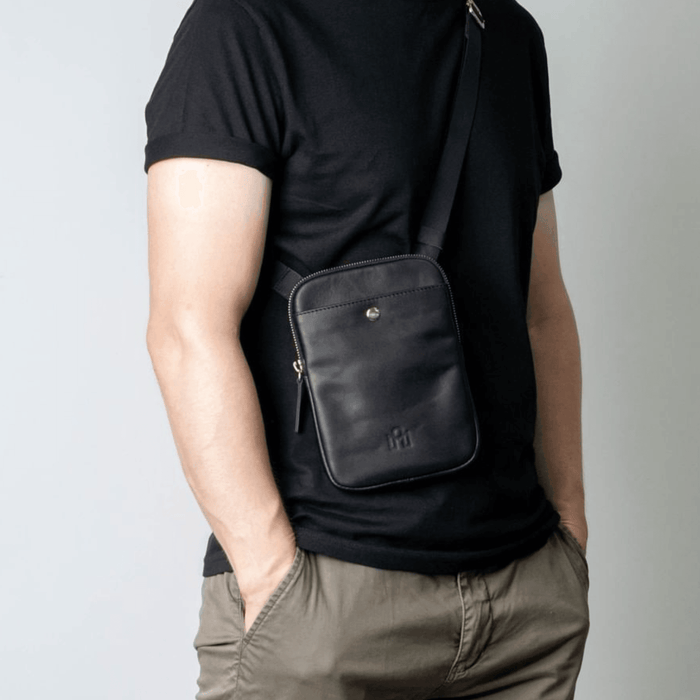 Chic Handmade Black Leather Sling Bag - Perfect for Everyday Use!