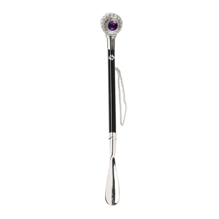 Chic Luxury Shoehorn with Amethyst Crystals Handle