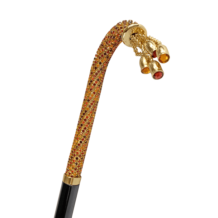 Chic Multicolor Red and Orange Crystals Walking Cane