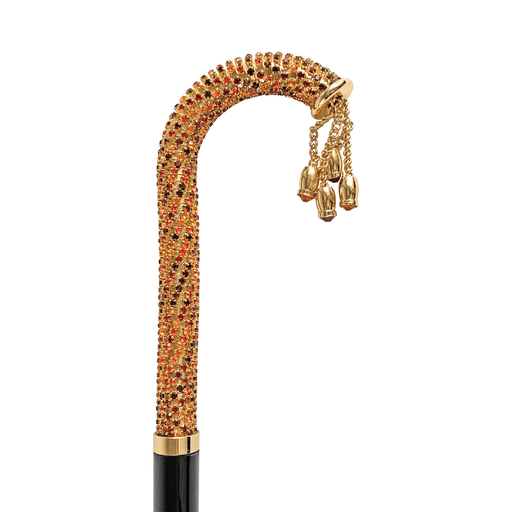 Chic Multicolor Red and Orange Crystals Walking Cane