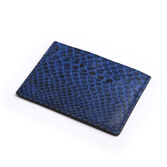 Chic Navy Blue Python Leather Card Holder