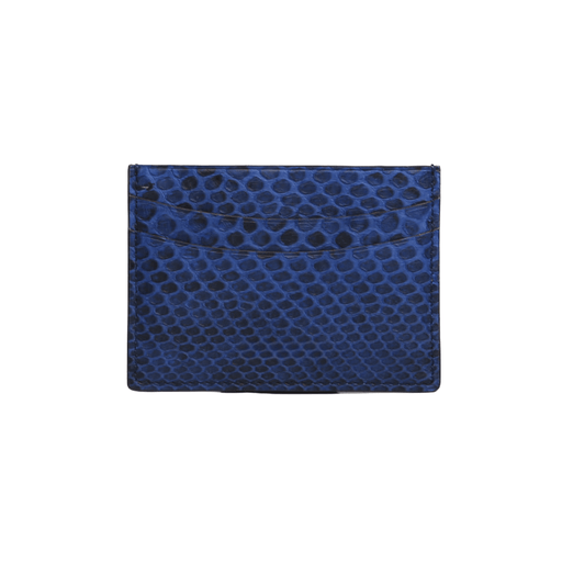 Chic Navy Blue Python Leather Card Holder