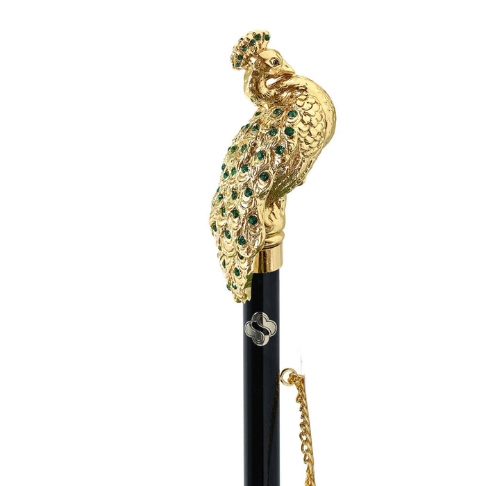 Chic Peacock-Handled Shoehorn with Emerald Crystals