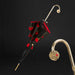 Chic Poppies Black Red Brass Handle Umbrella