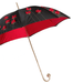 Chic Poppies Black Red Brass Handle Umbrella