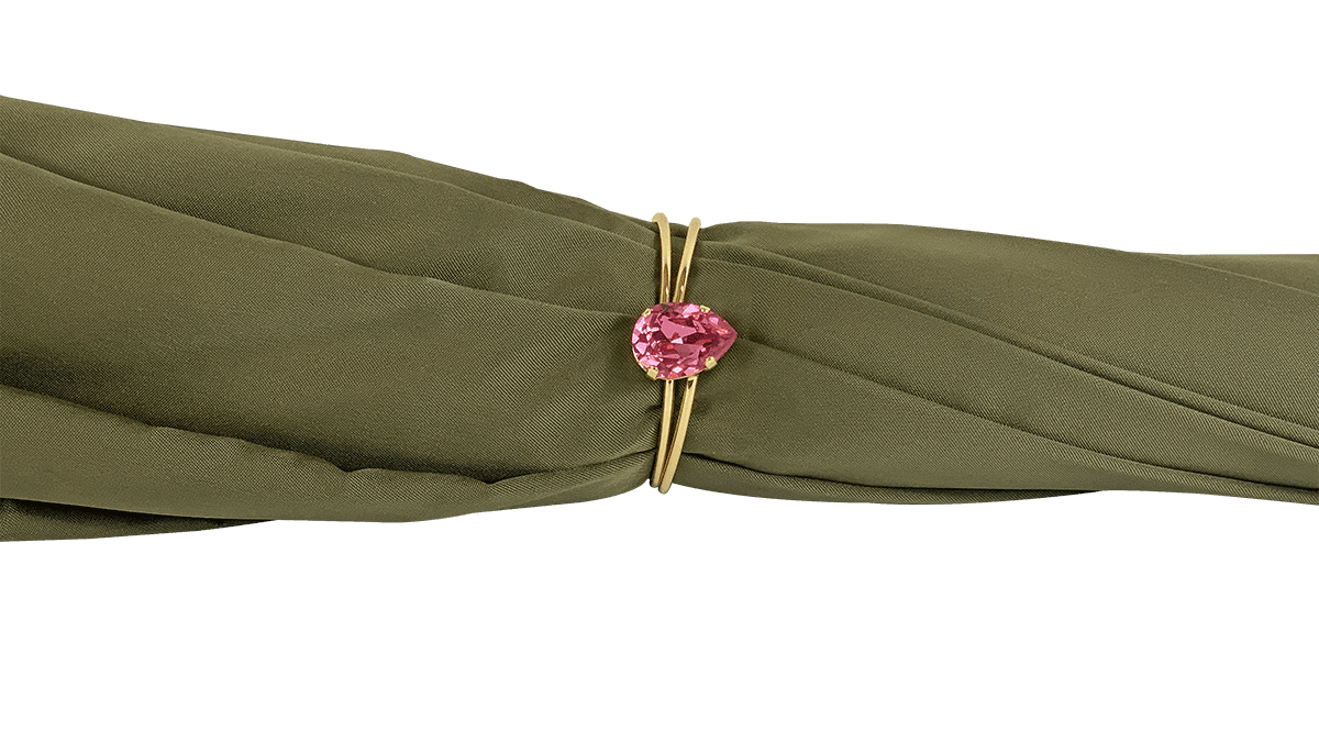 Chic Precious Khaki Umbrella with Crystal Medallion