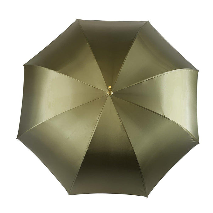 Chic Precious Khaki Umbrella with Crystal Medallion