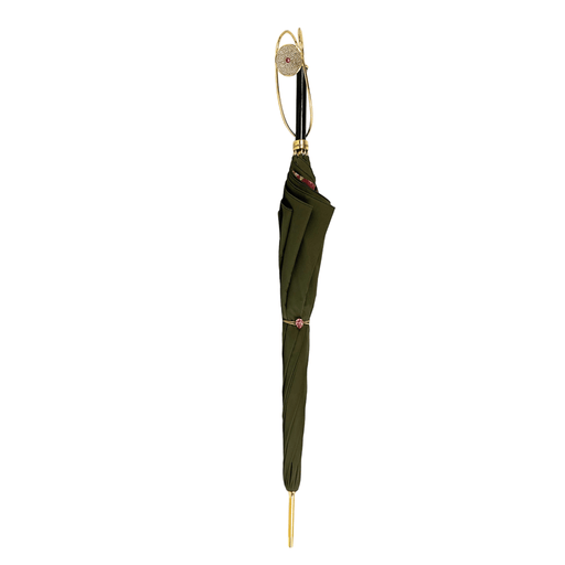 Chic Precious Khaki Umbrella with Crystal Medallion