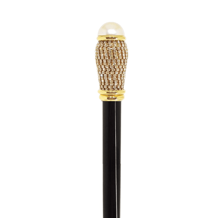 Chic Refined Walking Cane with Crystals and Pearl