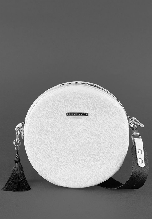 Chic Round Leather Bag for Women with Decorative Tassel