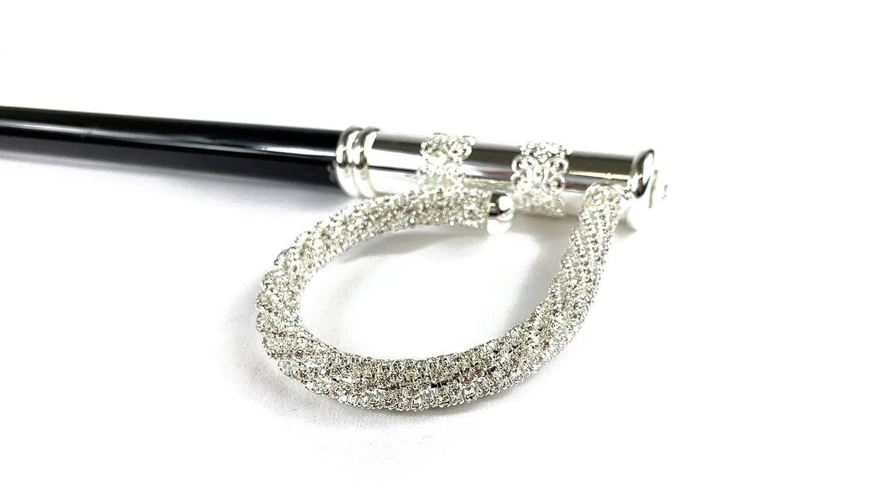 Chic Silver-plated 925 Walking Stick with Crystals