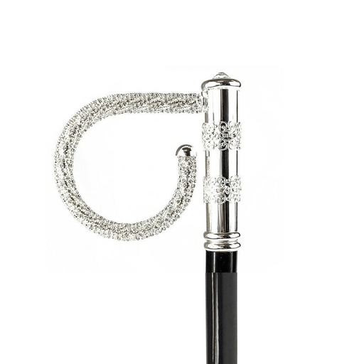 Chic Silver-plated 925 Walking Stick with Crystals