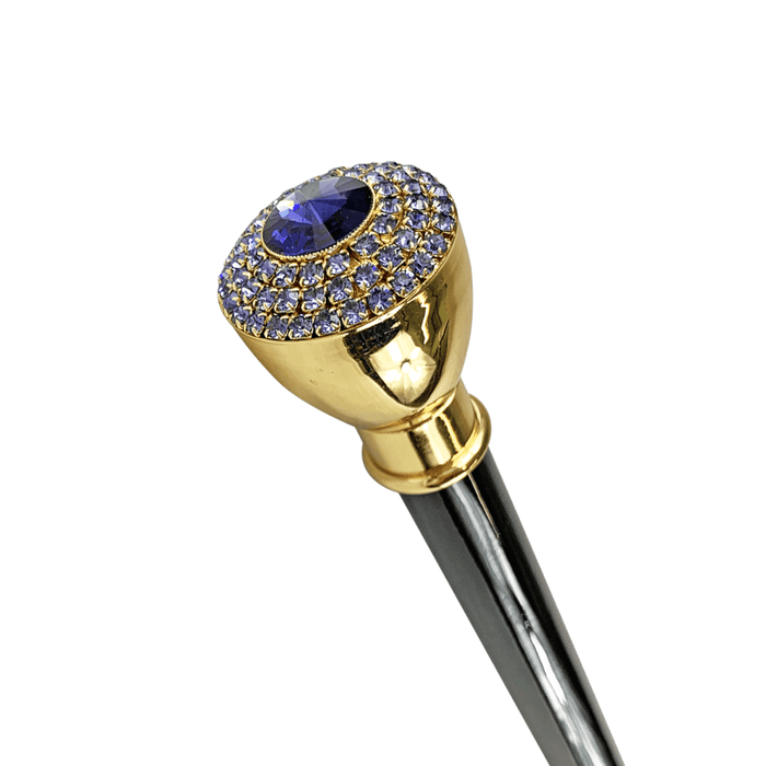 Chic Walking Stick Embellished with Tanzanite Crystals