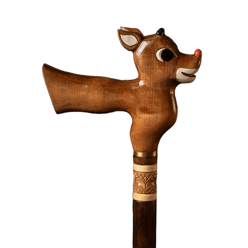 Christmas Wooden Deer Walking Cane Candy Stick, Hand Carved