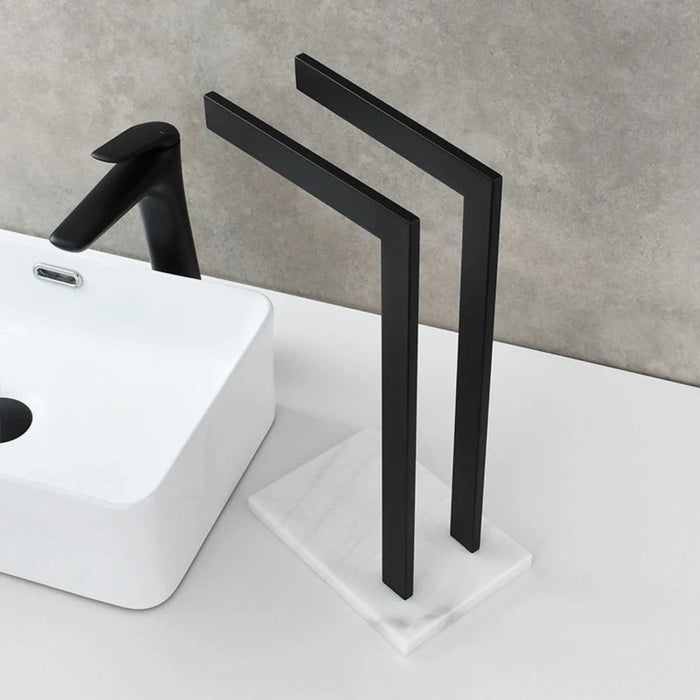 Stylish Dual Rod Stainless Steel and Marble Towel Holder