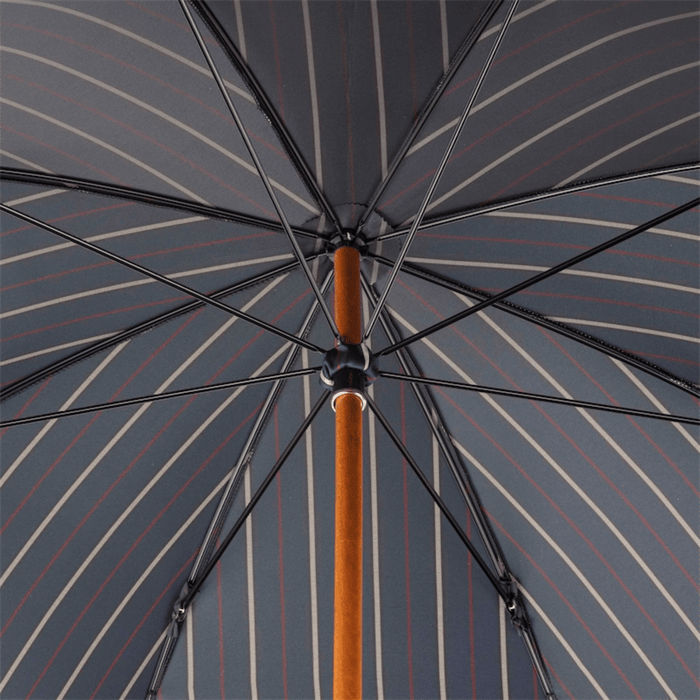 Classic Bespoke Striped Umbrella with Leather Handle