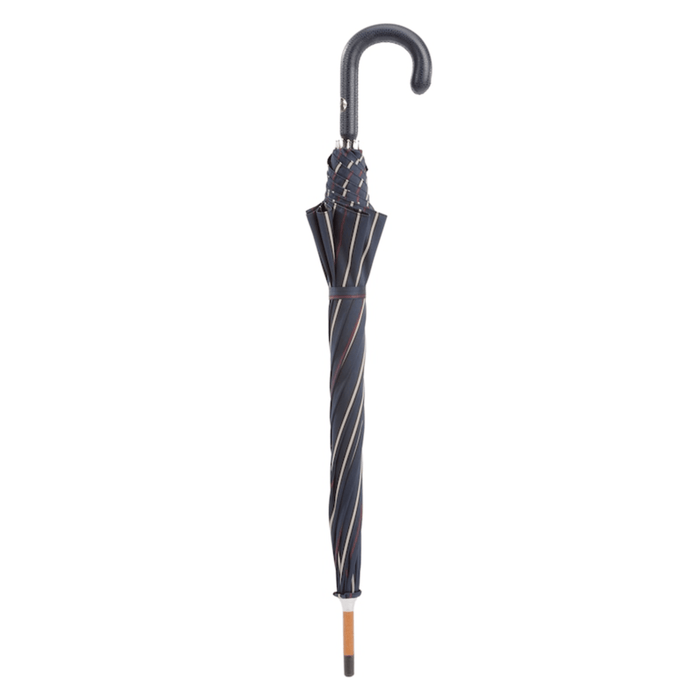 Classic Bespoke Striped Umbrella with Leather Handle